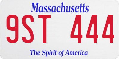 MA license plate 9ST444