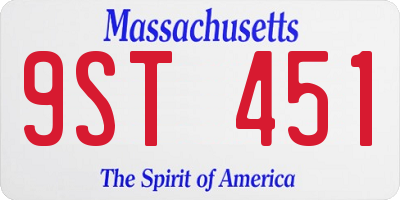 MA license plate 9ST451