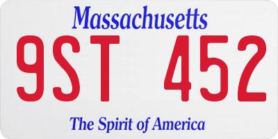 MA license plate 9ST452