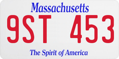MA license plate 9ST453