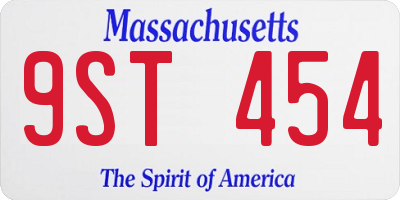 MA license plate 9ST454