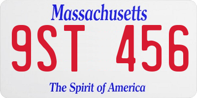 MA license plate 9ST456