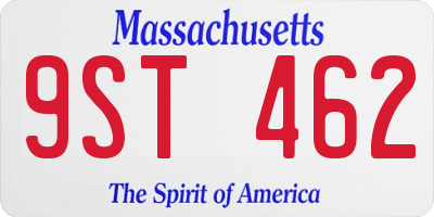MA license plate 9ST462