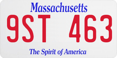 MA license plate 9ST463