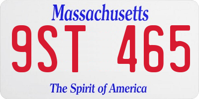 MA license plate 9ST465