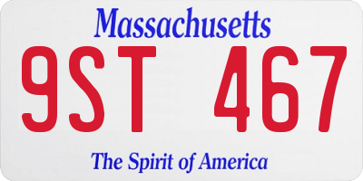 MA license plate 9ST467