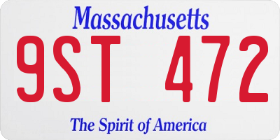 MA license plate 9ST472