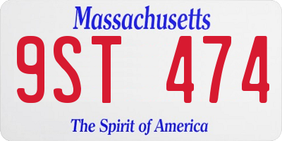 MA license plate 9ST474