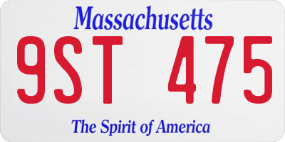 MA license plate 9ST475