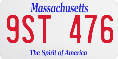 MA license plate 9ST476