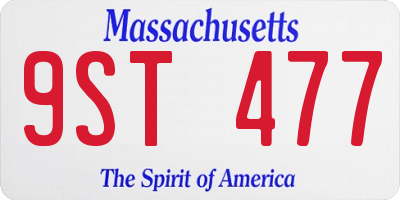 MA license plate 9ST477