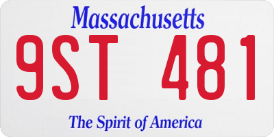 MA license plate 9ST481