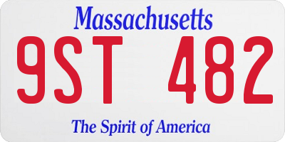 MA license plate 9ST482