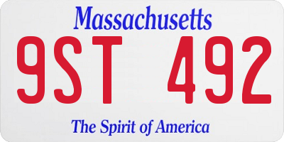 MA license plate 9ST492
