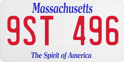 MA license plate 9ST496