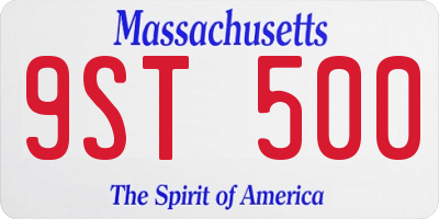 MA license plate 9ST500
