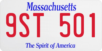 MA license plate 9ST501