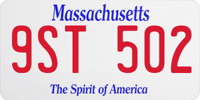 MA license plate 9ST502