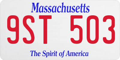 MA license plate 9ST503
