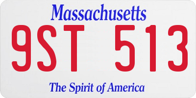 MA license plate 9ST513