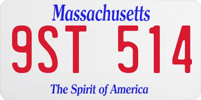 MA license plate 9ST514