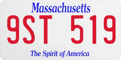 MA license plate 9ST519