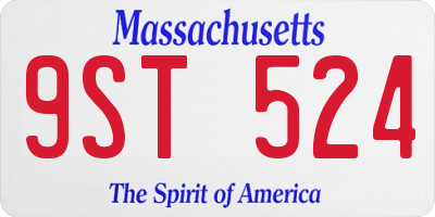 MA license plate 9ST524