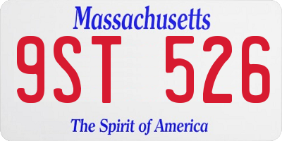 MA license plate 9ST526
