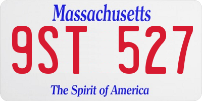 MA license plate 9ST527