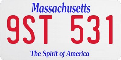 MA license plate 9ST531