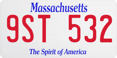 MA license plate 9ST532