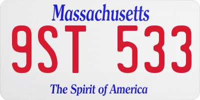 MA license plate 9ST533