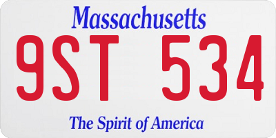 MA license plate 9ST534