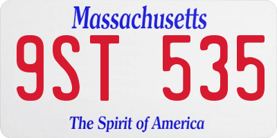 MA license plate 9ST535