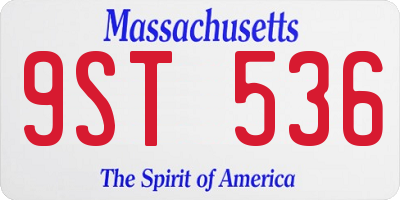 MA license plate 9ST536