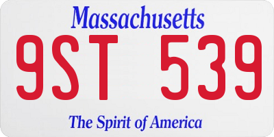 MA license plate 9ST539