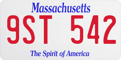 MA license plate 9ST542