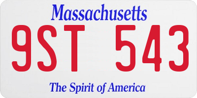 MA license plate 9ST543
