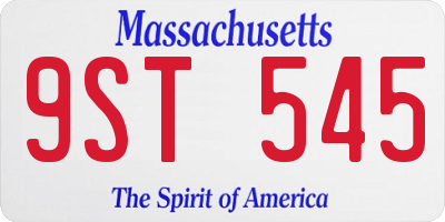 MA license plate 9ST545