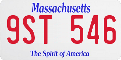 MA license plate 9ST546