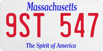 MA license plate 9ST547