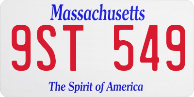 MA license plate 9ST549