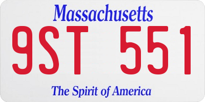 MA license plate 9ST551
