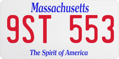 MA license plate 9ST553