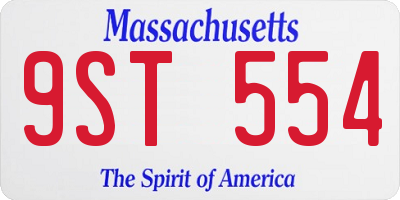 MA license plate 9ST554