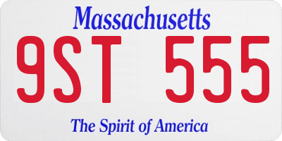 MA license plate 9ST555