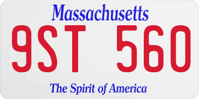 MA license plate 9ST560