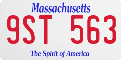 MA license plate 9ST563