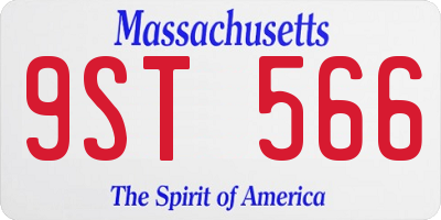 MA license plate 9ST566