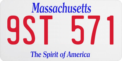 MA license plate 9ST571